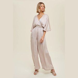 Champagne Satin Wide Leg Jumpsuit